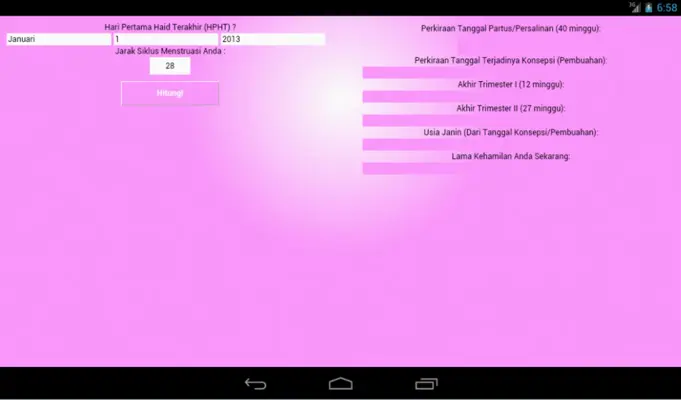 Kehamilan dan Masa Subur android App screenshot 0
