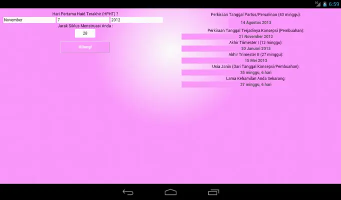 Kehamilan dan Masa Subur android App screenshot 1